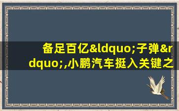 备足百亿“子弹”,小鹏汽车挺入关键之战