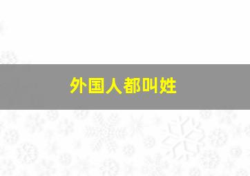 外国人都叫姓