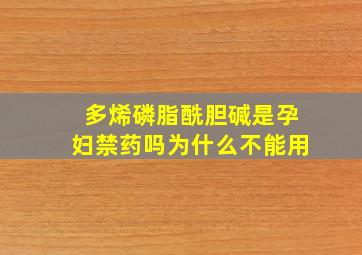 多烯磷脂酰胆碱是孕妇禁药吗为什么不能用