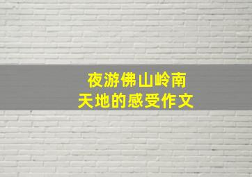 夜游佛山岭南天地的感受作文