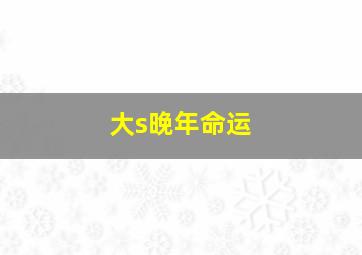 大s晚年命运