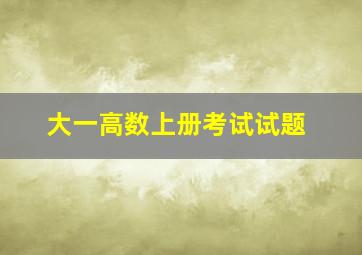 大一高数上册考试试题