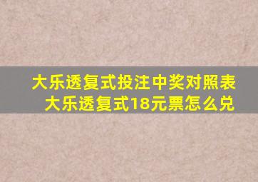 大乐透复式投注中奖对照表大乐透复式18元票怎么兑