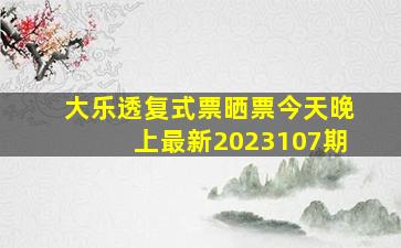 大乐透复式票晒票今天晚上最新2023107期