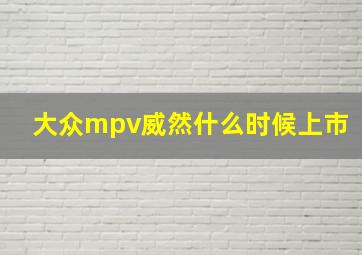 大众mpv威然什么时候上市