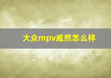 大众mpv威然怎么样