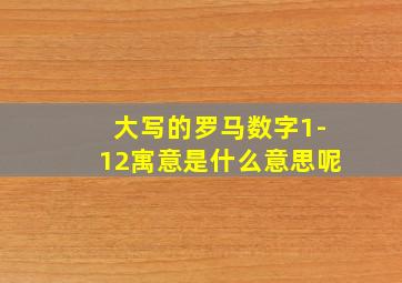 大写的罗马数字1-12寓意是什么意思呢