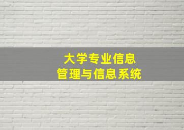 大学专业信息管理与信息系统