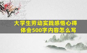 大学生劳动实践感悟心得体会500字内容怎么写