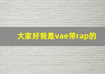 大家好我是vae带rap的