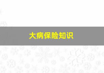 大病保险知识