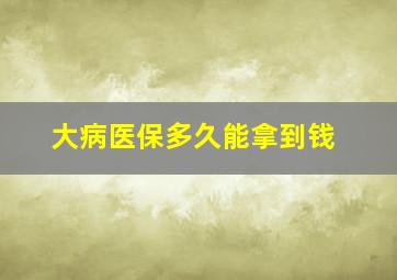 大病医保多久能拿到钱