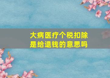 大病医疗个税扣除是给退钱的意思吗