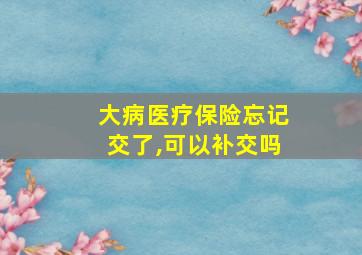 大病医疗保险忘记交了,可以补交吗