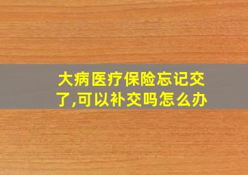 大病医疗保险忘记交了,可以补交吗怎么办