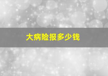 大病险报多少钱