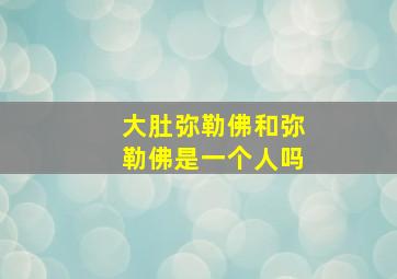 大肚弥勒佛和弥勒佛是一个人吗