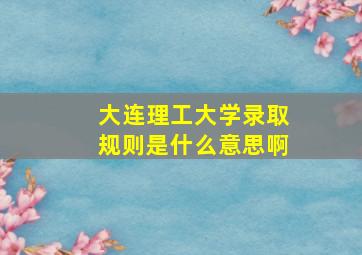 大连理工大学录取规则是什么意思啊