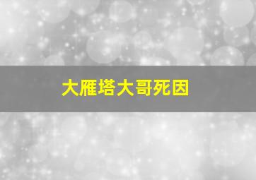 大雁塔大哥死因