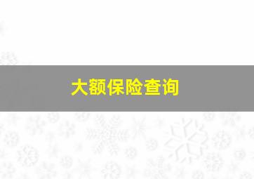 大额保险查询