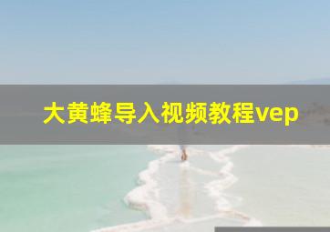 大黄蜂导入视频教程vep