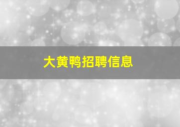 大黄鸭招聘信息