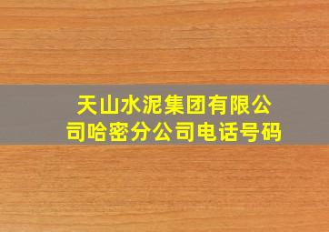 天山水泥集团有限公司哈密分公司电话号码