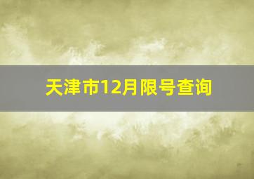 天津市12月限号查询