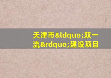 天津市“双一流”建设项目
