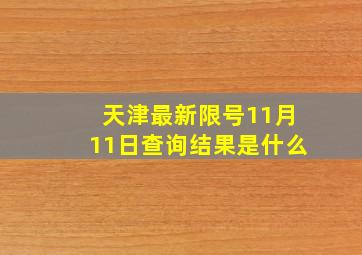 天津最新限号11月11日查询结果是什么