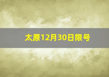 太原12月30日限号