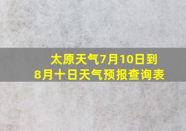 太原天气7月10日到8月十日天气预报查询表