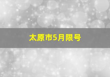 太原市5月限号