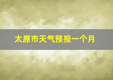 太原市天气预报一个月