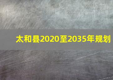 太和县2020至2035年规划