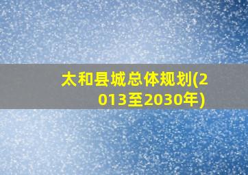 太和县城总体规划(2013至2030年)