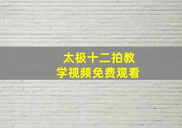 太极十二拍教学视频免费观看