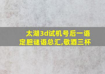 太湖3d试机号后一语定胆谜语总汇,敬酒三杯