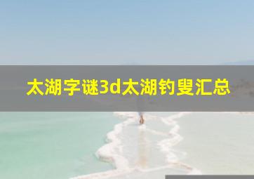 太湖字谜3d太湖钓叟汇总