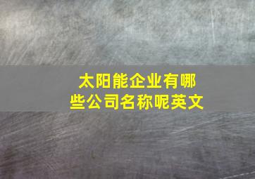 太阳能企业有哪些公司名称呢英文