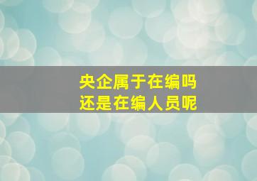 央企属于在编吗还是在编人员呢