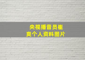 央视播音员崔爽个人资料图片