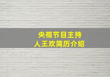 央视节目主持人王欢简历介绍