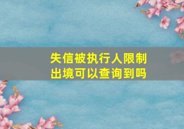 失信被执行人限制出境可以查询到吗