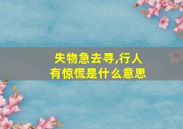 失物急去寻,行人有惊慌是什么意思