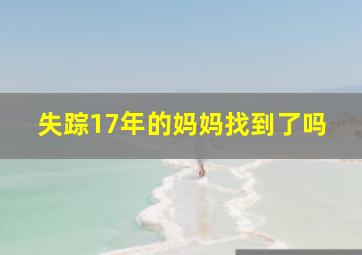 失踪17年的妈妈找到了吗