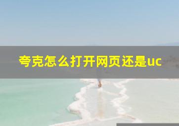 夸克怎么打开网页还是uc