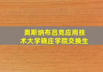 奥斯纳布吕克应用技术大学晓庄学院交换生