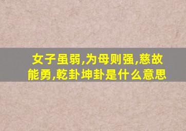 女子虽弱,为母则强,慈故能勇,乾卦坤卦是什么意思