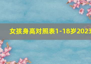 女孩身高对照表1-18岁2023